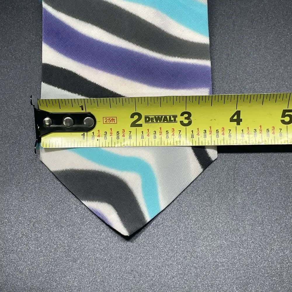 VTG Marienbad Abstract Wavy Necktie Blue Purple Black Designer 3.5” Post Modern